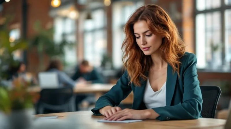 Frau arbeitet konzentriert am Laptop in einem modernen Münchner Coworking Space